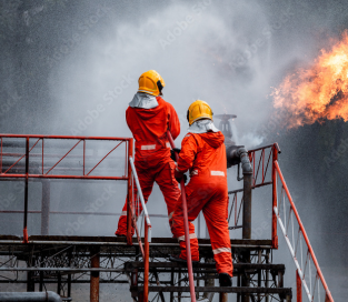 Firefighters extinguishing a fire